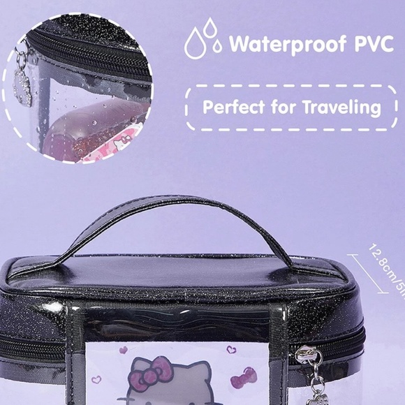 Hello Kitty Clear Makeup Cosmetic Travel Bag - Picture 3 of 5